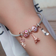 Load image into Gallery viewer, 5 Piece Set FOREVER QUEEN Customized Eiffel Tower And Flower Charms Bracelets