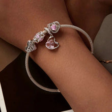 Load image into Gallery viewer, FOREVER QUEEN Pink Heart Beads Butterfly Charm Bracelets