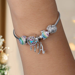 3 Piece Set FOREVER QUEEN DIY Dreamcatcher Initial Fish Charms Bracelet