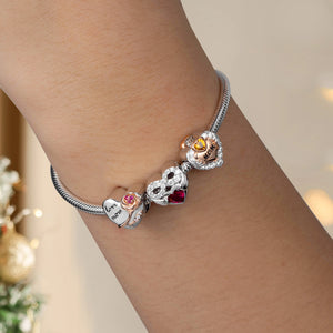 3 Piece Set FOREVER QUEEN Infinity Heart Charms Bracelet Jewelry Gifts For Mom