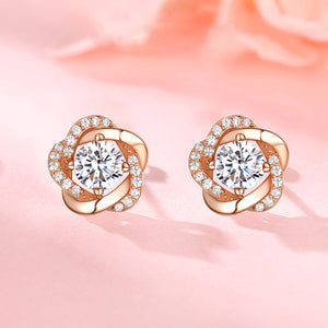 Sterling Silver Rose Gold Stud Earrings for Women