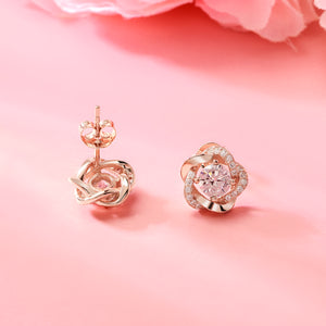 Sterling Silver Rose Gold Stud Earrings for Women