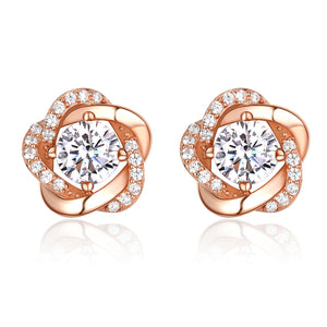 Sterling Silver Rose Gold Stud Earrings for Women