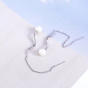 Spiral long chain earrings