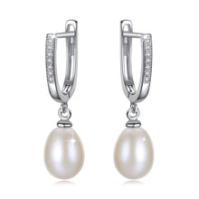 Load image into Gallery viewer, Pearl Hoop Earrings