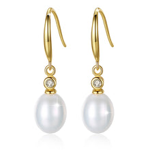 Load image into Gallery viewer, White Pearl Dangle Earrings