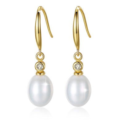 White Pearl Dangle Earrings