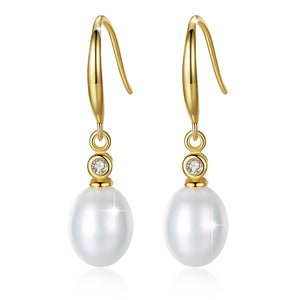 White Pearl Dangle Earrings