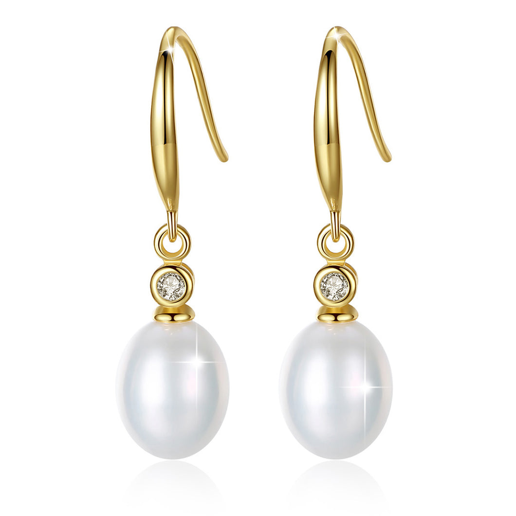 White Pearl Dangle Earrings