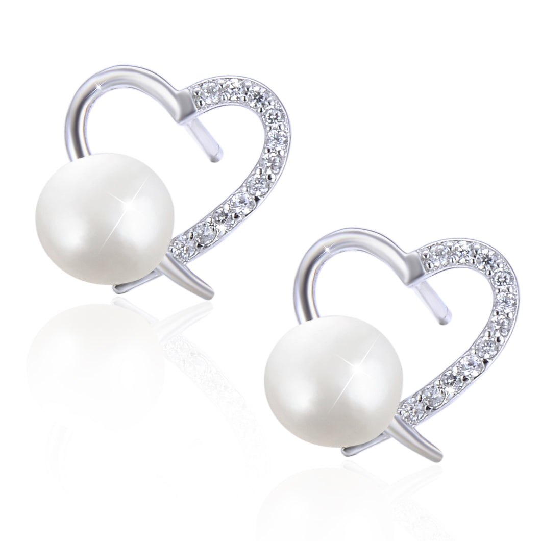 Heart Shape Pearl Earrings