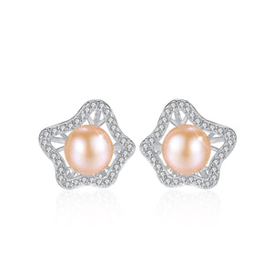 Pink Pearl Stud Earrings