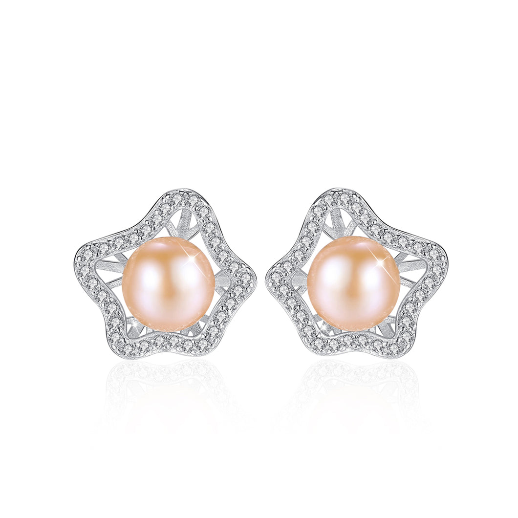 Pink Pearl Stud Earrings