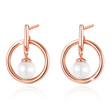 Load image into Gallery viewer, Hollow Circle Pearl Stud Earrings