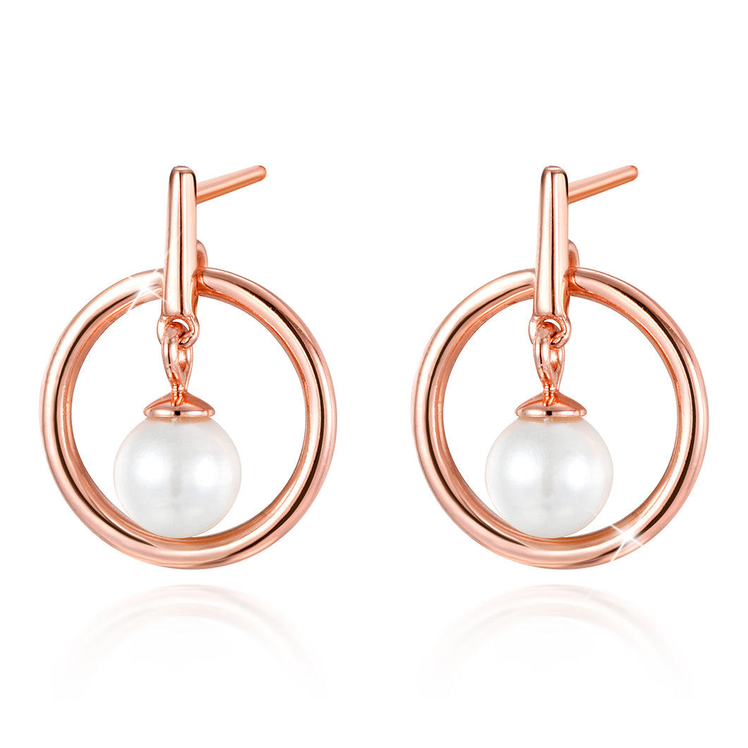 Hollow Circle Pearl Stud Earrings