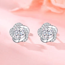 Load image into Gallery viewer, Sterling Silver White Gold Stud Earrings for Women