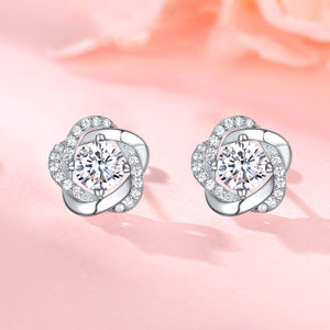 Sterling Silver White Gold Stud Earrings for Women