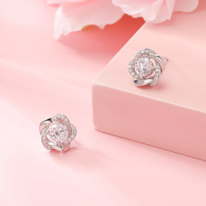 Sterling Silver White Gold Stud Earrings for Women