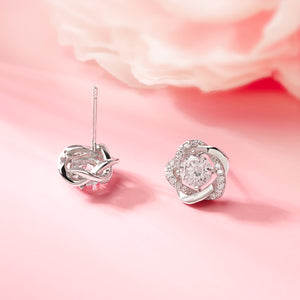 Sterling Silver White Gold Stud Earrings for Women