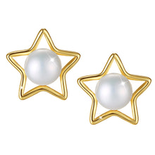 Load image into Gallery viewer, Pearl Pentagon Earrings