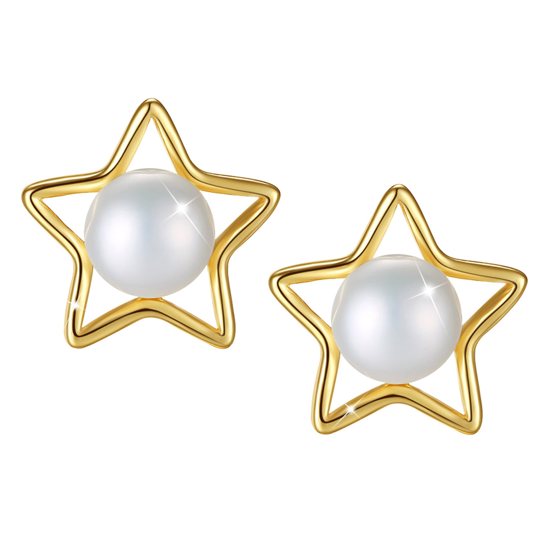 Pearl Pentagon Earrings