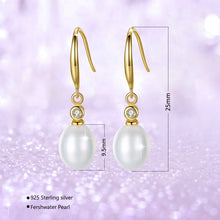 Load image into Gallery viewer, White Pearl Dangle Earrings