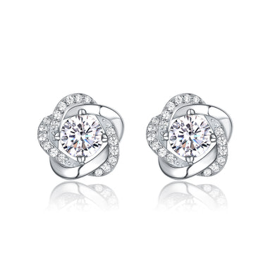 Sterling Silver White Gold Stud Earrings for Women