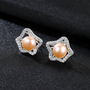 Pink Pearl Stud Earrings