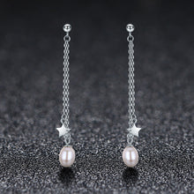 Load image into Gallery viewer, Long Dangle Pearl Earrings