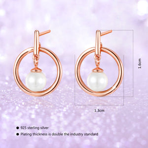 Hollow Circle Pearl Stud Earrings