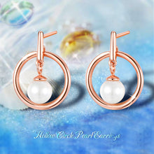 Load image into Gallery viewer, Hollow Circle Pearl Stud Earrings