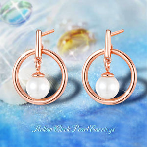 Hollow Circle Pearl Stud Earrings