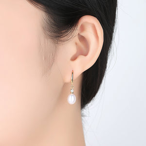 White Pearl Dangle Earrings