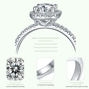 FOREVER QUEEN Star flower S925 silver plated platinum Mosan diamond female ring 1 carat D grade