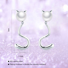 Load image into Gallery viewer, White Pearl Cat Pussy Tail Stud Earrings