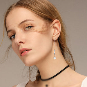 Spiral long chain earrings