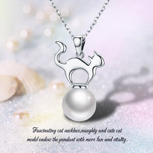 Cat Pearl Pendant Necklaces