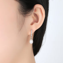 Load image into Gallery viewer, Pearl Hoop Earrings