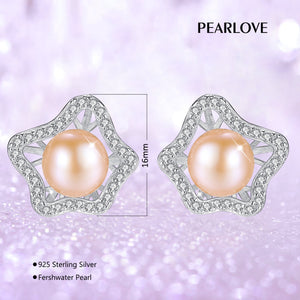 Pink Pearl Stud Earrings