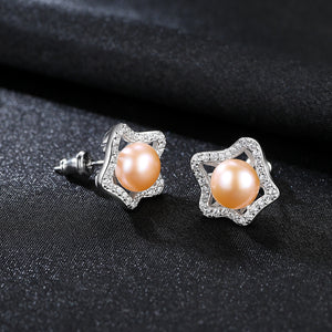 Pink Pearl Stud Earrings