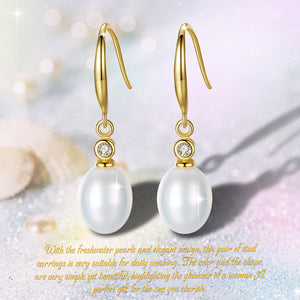 White Pearl Dangle Earrings