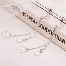 Load image into Gallery viewer, Long Dangle Pearl Earrings