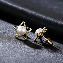 Load image into Gallery viewer, Pearl Pentagon Earrings