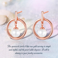 Load image into Gallery viewer, Hollow Circle Pearl Stud Earrings