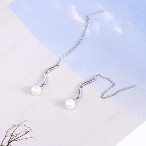 Spiral long chain earrings