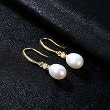 Load image into Gallery viewer, White Pearl Dangle Earrings