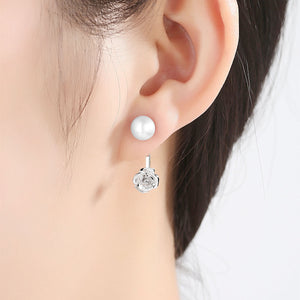 Rose Pearl Stud Earrings