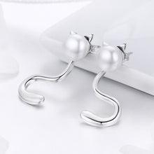 Load image into Gallery viewer, White Pearl Cat Pussy Tail Stud Earrings