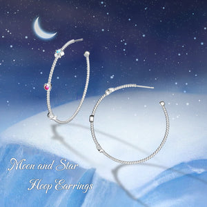 Stars, Moon Sterling Silver Earrings