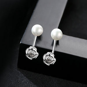 Rose Pearl Stud Earrings