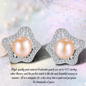 Pink Pearl Stud Earrings